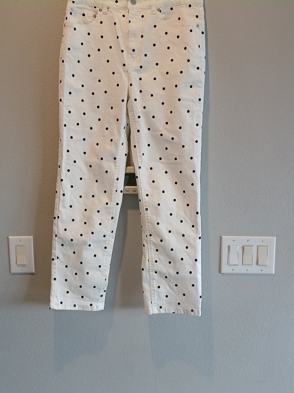 Oat New York 10 30waist White Polka Dot Womens Pants Jeans Summer